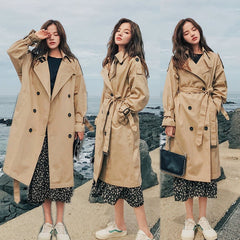 Stylish slim autumn over-the-knee coat