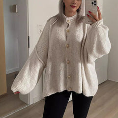 Fashion Solid Color Casual Retro Cardigan