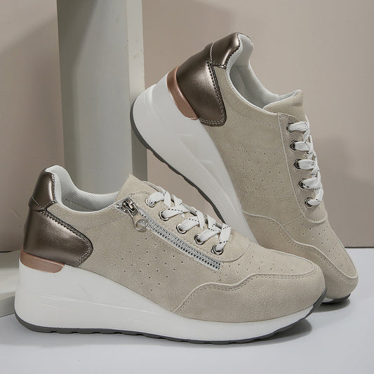 Lace-up Sneakers Women Cozy Tinck-soled Sports Shoes