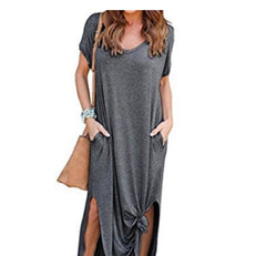 European and American foreign trade dress burst summer aliexpress Amazon hot pocket split large swing dress