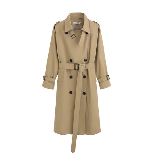 Stylish slim autumn over-the-knee coat