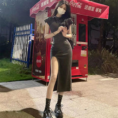 French Knitted Slim Fit Split Dress For Women
