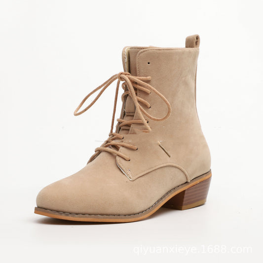 Flat lace up boots