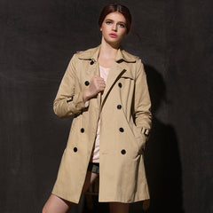 Windbreaker female long section ladies jacket autumn European and American slim waist double-breasted coat trench coat