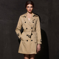 Windbreaker female long section ladies jacket autumn European and American slim waist double-breasted coat trench coat