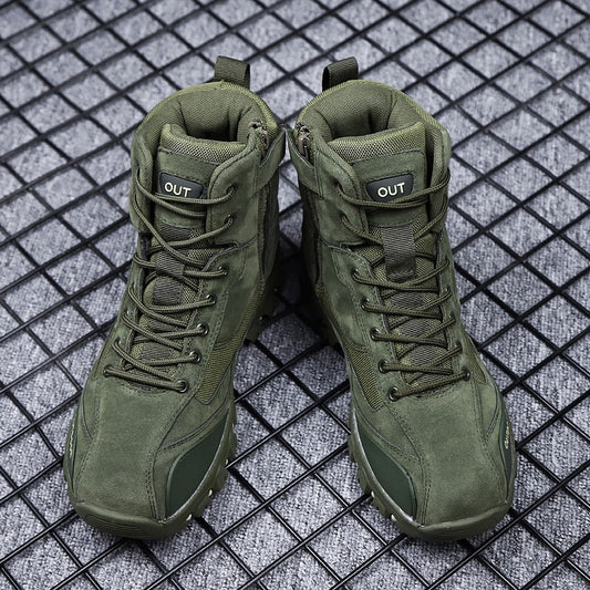 Mountaineering Work Shoes High-Top Lace-Up Mid-Tube