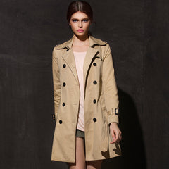 Windbreaker female long section ladies jacket autumn European and American slim waist double-breasted coat trench coat