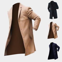 Winter Men's Trench Long Jackets Coats Overcoat Classic Jackets Solid Slim Fit Outwear Hombre Men Clothes Khaki Black