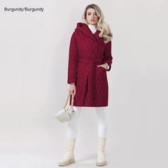 Fashion Woman Cotton Dress Coat Solid Color Hooded Warm Puffer Jacket