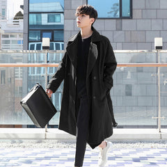 All-match solid color lapel trench coat