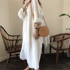 Long cotton and linen blouse