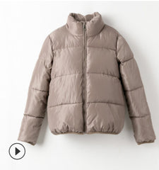 Winter solid color warm cotton puffer coat