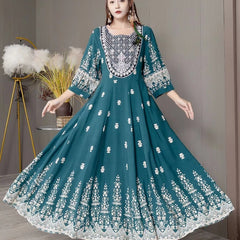 Bohemian Style Dress Ethnic Style Embroidered Large Swing Skirt