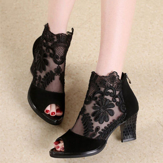 Gauze lace lady's sandals