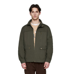 Men's Thin Casual Jacket With More Than American Workwear Bags Loose