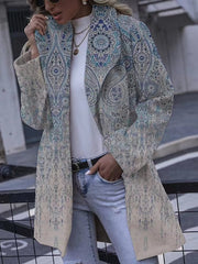 Autumn And Winter Women's 3D Printed Ethnic Style Long Sleeve Top