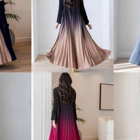 Women's Trench Coat Autumn Fashion Printed Gradient Color Bell Sleeve