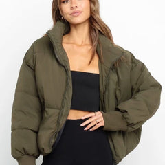 Women's Urban Leisure Versatile Stand Collar Puffer Jacket Coat