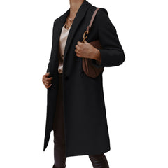 European And American Woolen Lapel Single Button Urban Trench Coat