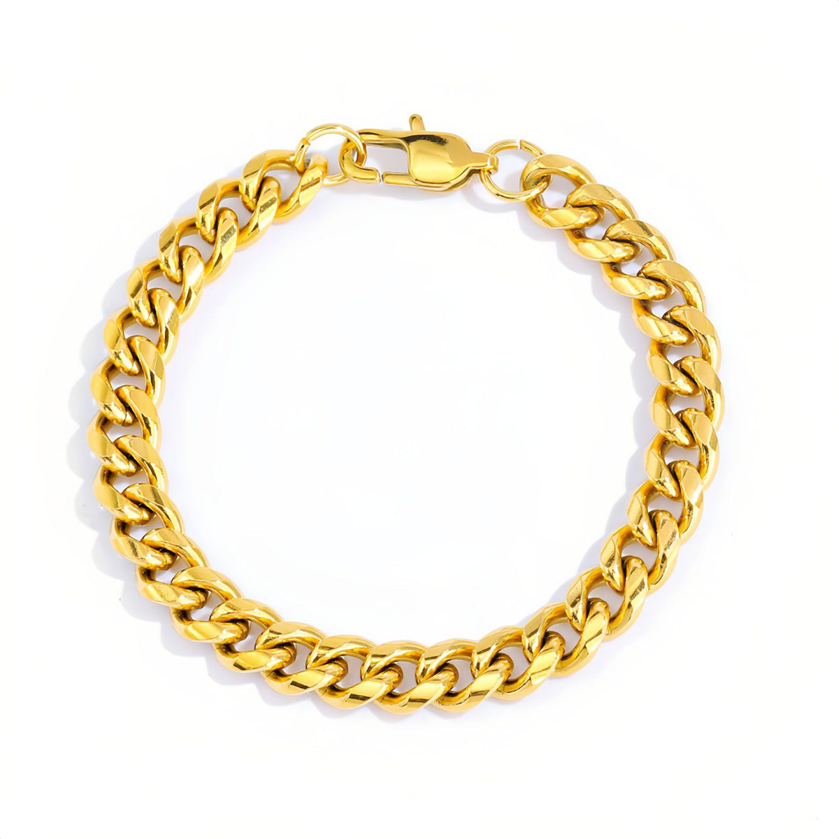 Japanese Buckle Cuban Link Chain 18K Gold Men's Bracelet