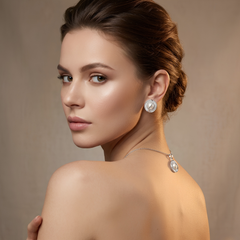 Sea Pearl Swirl Jewelry Set – Silver-Tone Necklace, Earrings & Ring