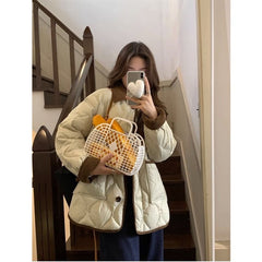 Diamond Lattice Winter Puffer Coat