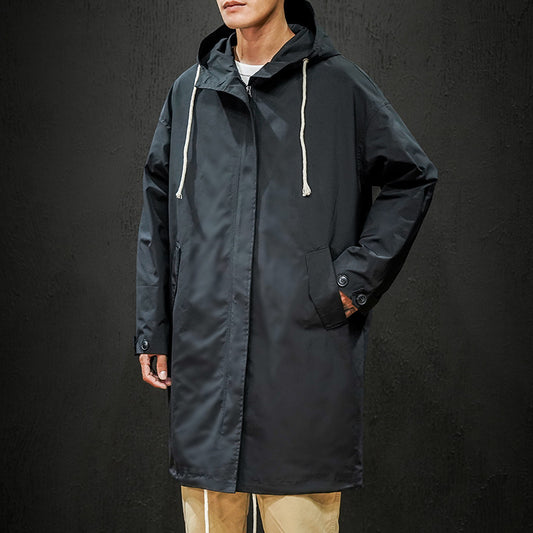 Men's Trench Coat Large Size Pure Color Slim Korean Jacket