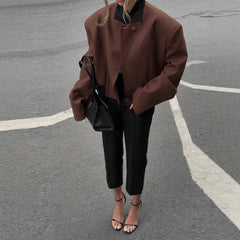 Temperament Padded Shoulder Short Jacket