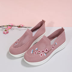 Loafers Women Flowers Embroidery Shoes Breathable Mesh Flats