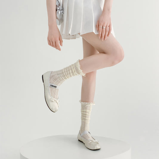 Lolita Bow Lace Calf Hollow Out Mid-calf Length Loose Socks