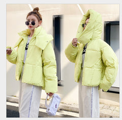 Puffy Hooded Bread Short Cotton-padded puffer Jacket For Women Thick Loose