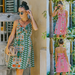 European And American Floral Dress Suspender Skirt