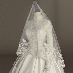 Women's Simple Mori Style Wedding Dress Long Sleeve Lace Dress