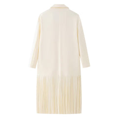 Women's Street Fashion Tassel Long Suit Woolen Coat