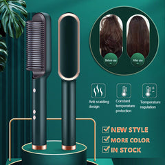 2 In 1 Hair Straightener Hot Comb Negative Ion Curling Tong Dual-purpose Electric Hair Brush
