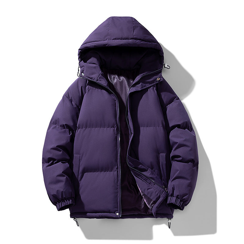 Men's Hoodie Coat Winter Fashion Solid ZIp-up Thickened Cotton-padded Puffer Jacket Casual Warm Outwear Top Clothing