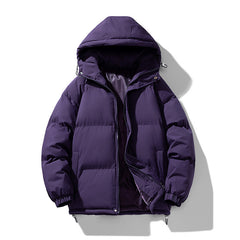 Men's Hoodie Coat Winter Fashion Solid ZIp-up Thickened Cotton-padded Puffer Jacket Casual Warm Outwear Top Clothing