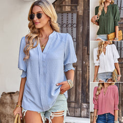 Temperament Commute V-neck Half Sleeve Shirt