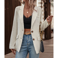 Women's Casual Long-sleeved One Button Suit Coat