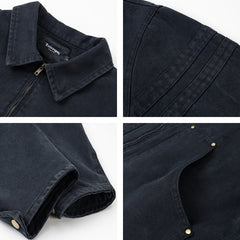 Heavy Canvas Cleanfit Washed Distressed Workwear Jacket