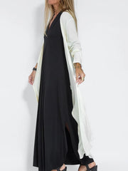 European And American Style Solid Color Long Sleeve Long Slit Trench Coat