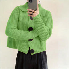 Plus Size Women's Solid Color Single-Breasted Ribbed Knit Cardigan - Long Sleeve Fall&Winter Sweater