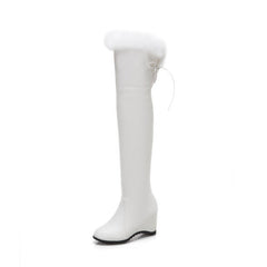 Womens Thigh Boots Wedge Winter Over The Knee Heels Fur Plush