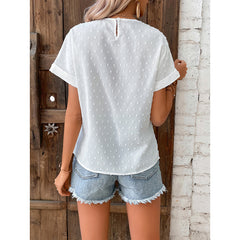 Womens Summer Tops Trendy Lace Floral Crew Neck Short Sleeve T Shirts Dressy Casual Blouses