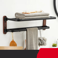 Raw Wood Bathroom Shelf Towel Rack Without Holes