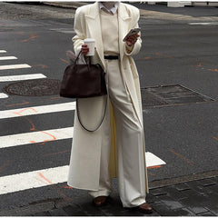 Double-sided Woolen White Elegant Slimming Draping Trench Coat
