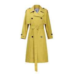 Double-breasted casual lace-up over the knee long trench coat