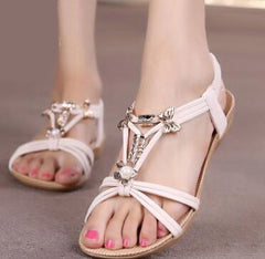 summer new bohemian sandals women's shoes cross straps flattoe students beach shoes