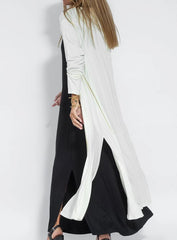 European And American Style Solid Color Long Sleeve Long Slit Trench Coat