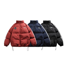 Thick Warm Striped Bread Coat Cotton Puffer Jacket